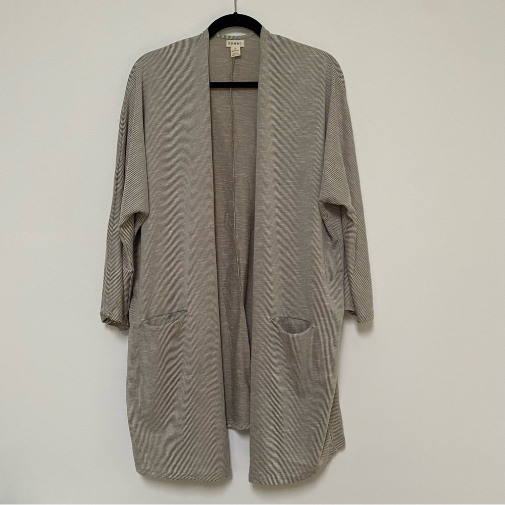 Donni. Open Oversized Lighter Weight Cardigan One Size Ivory Gray